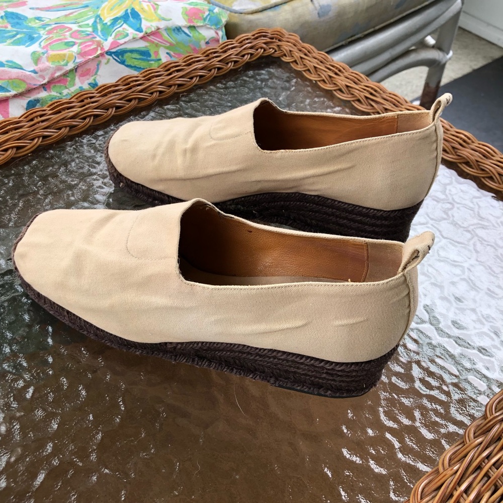 Vintage Yves Saint Laurent Canvas Espadrille Wedge Slip-On Shoes EU 40 US 9 - Picture 3 of 16